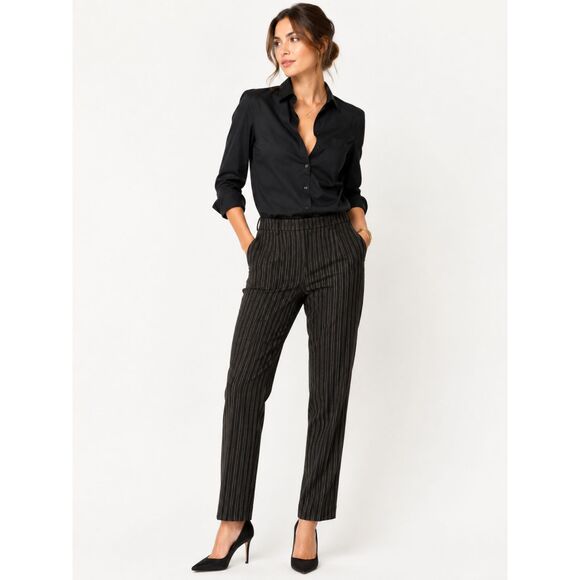 Liverpool Jeans Company Pants - Liverpool Kelsey Trousers Black Gold Pinstripe Stretch Pants